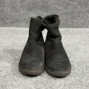UGG Ankle Boots Womens Size 6.5 Black Suede Shearling Lined Wedge 1012497
